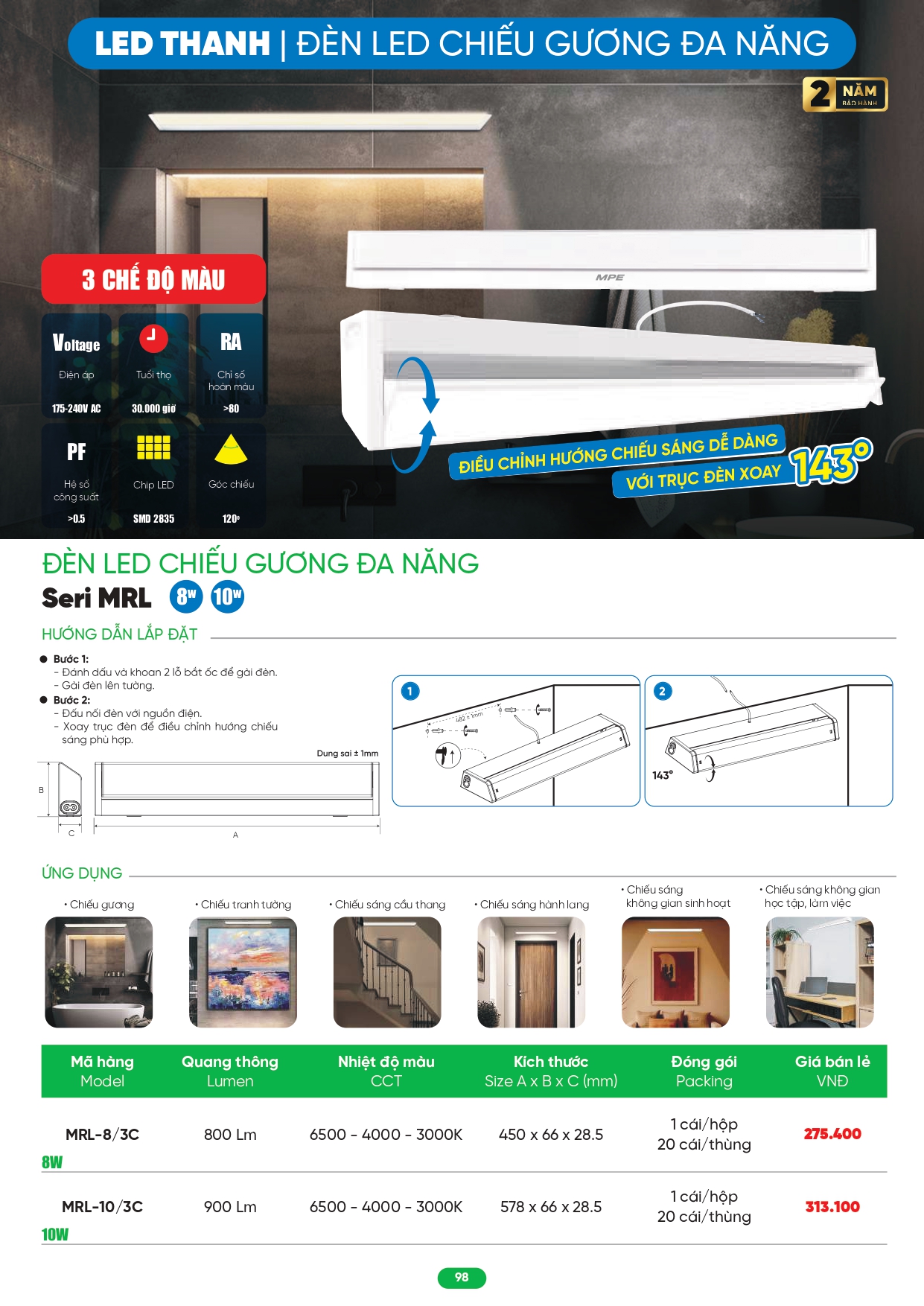 Bảng giá đèn LED MPE 2026